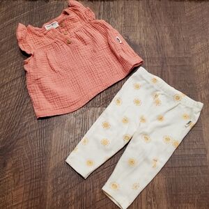 Rabbit Bear Baby Girl Guaze Matching Set Sunshine Organic Cotton Casual Kid 0-3M
